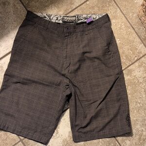 Billabong Men's Dark Brown Plaid Shorts